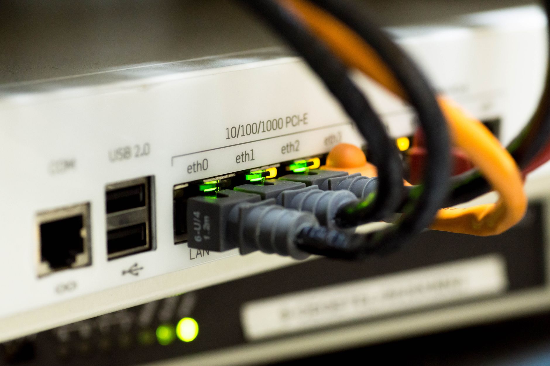Ethernet cables connected to a network switch for a Starlink dual-WAN failover setup