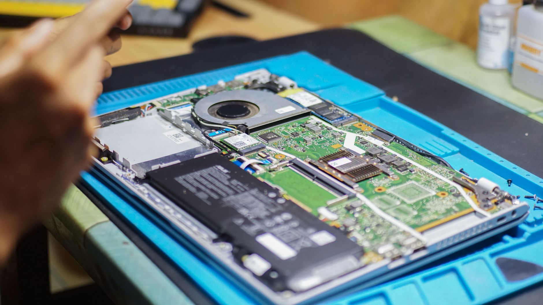 Laptop being checked during a service issue