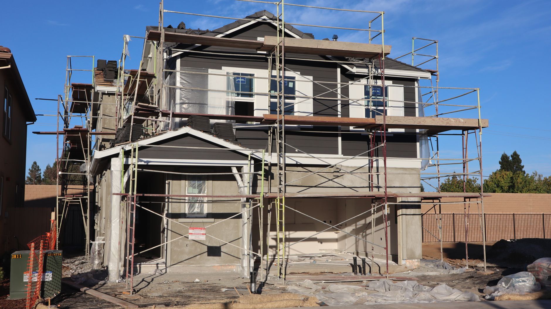 House exterior prepared for contractor work