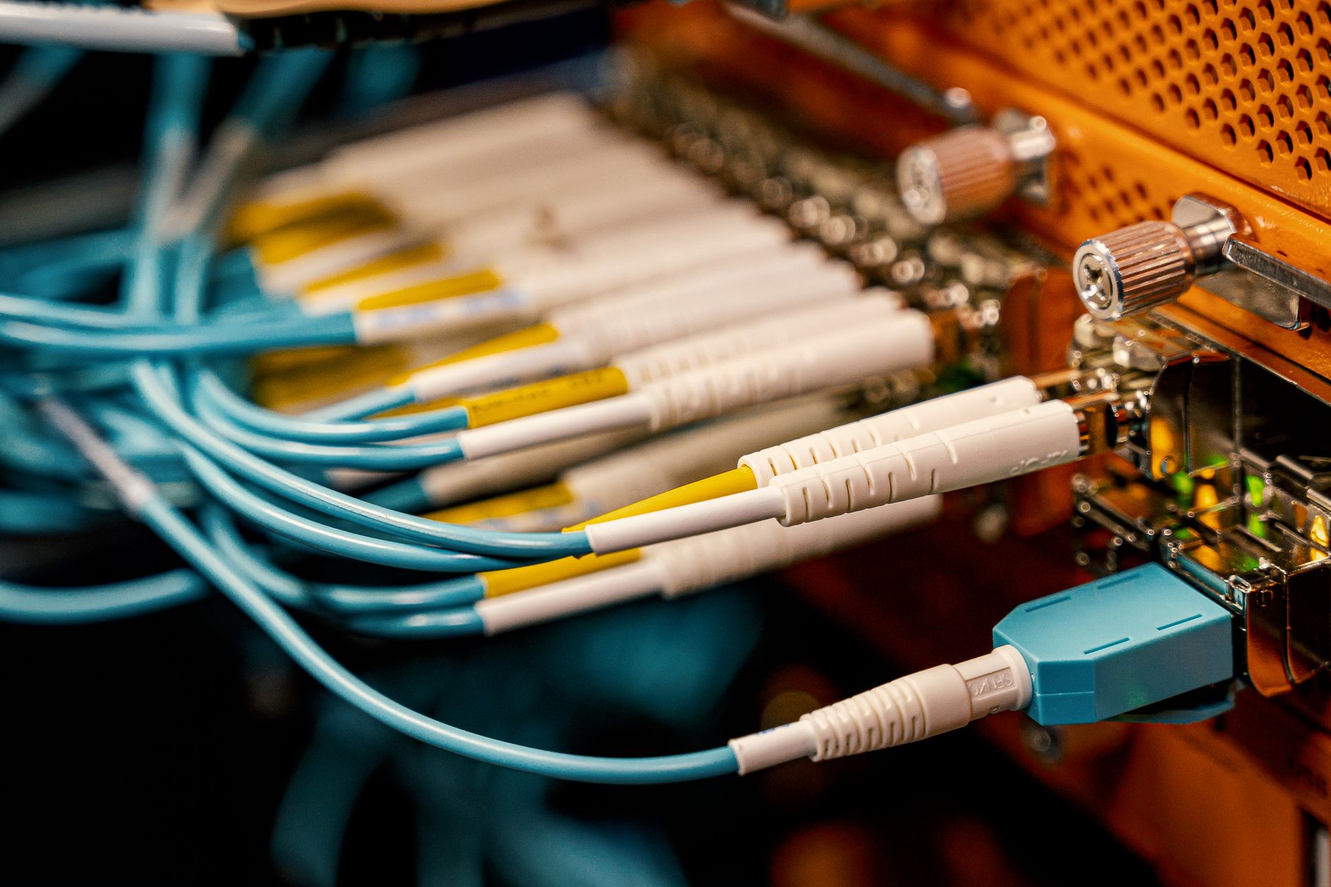 Fibre-optic network connections representing Starlink competitor comparisons