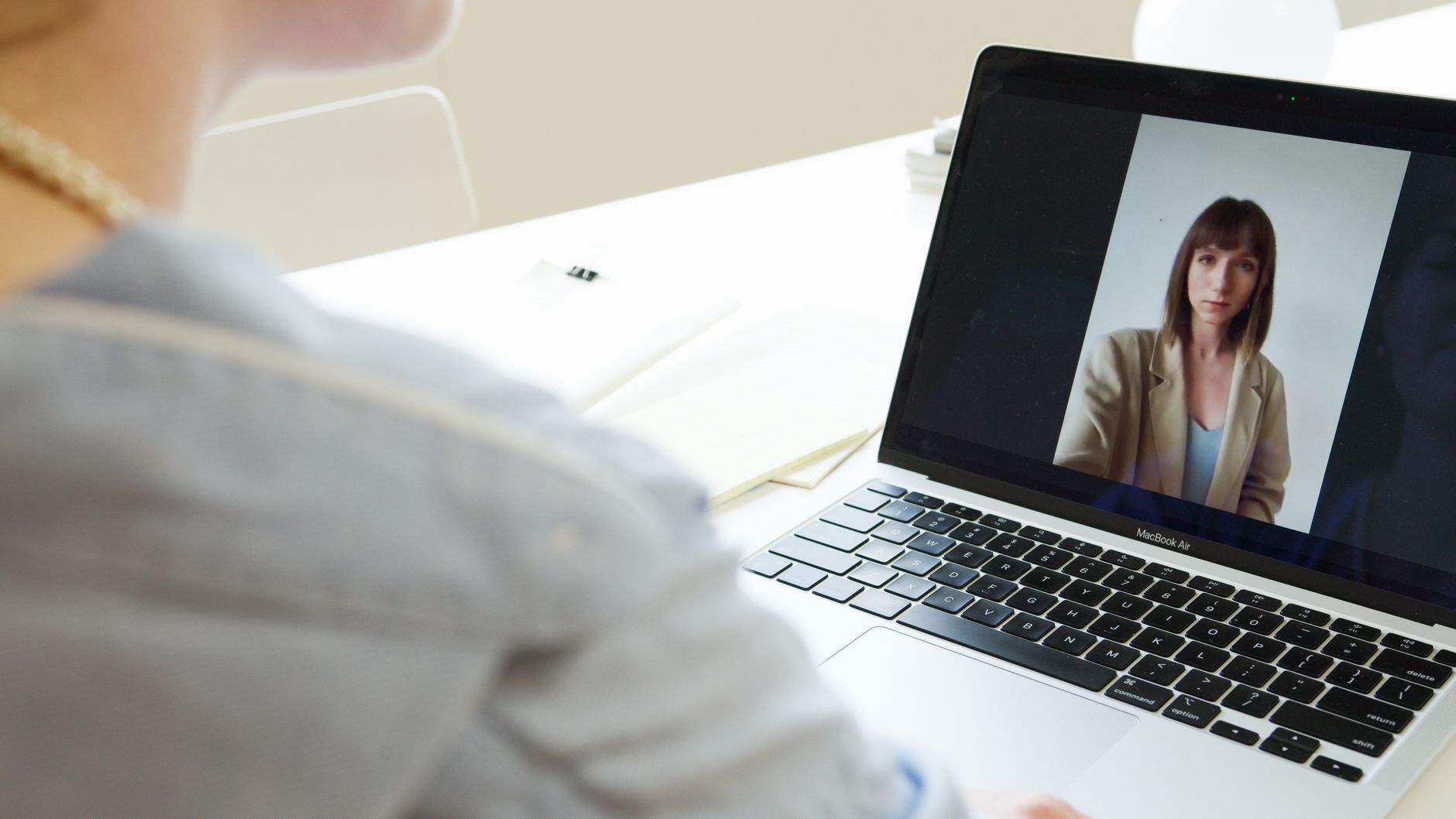 Laptop showing a video call