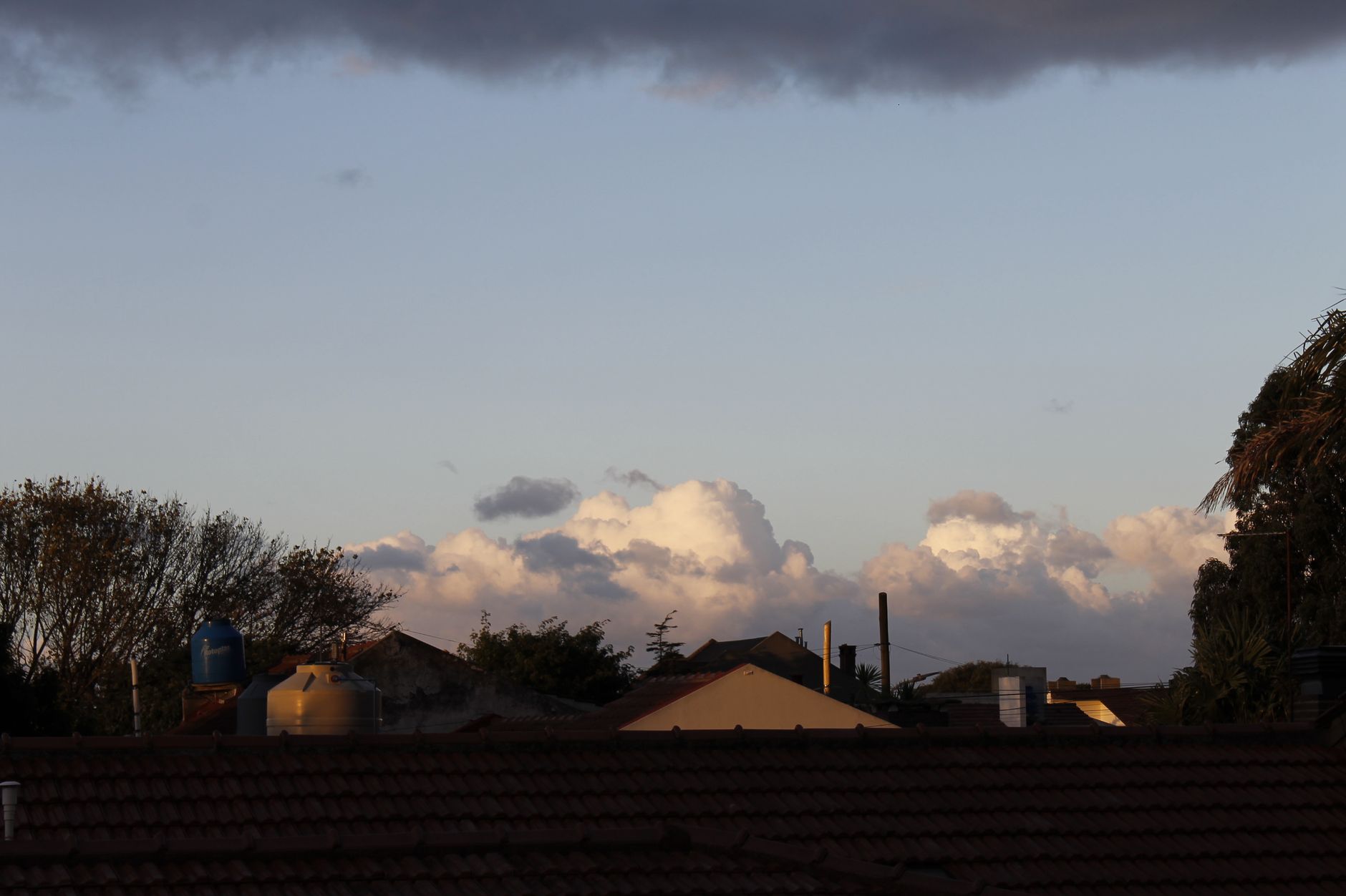 House roof below an open sky