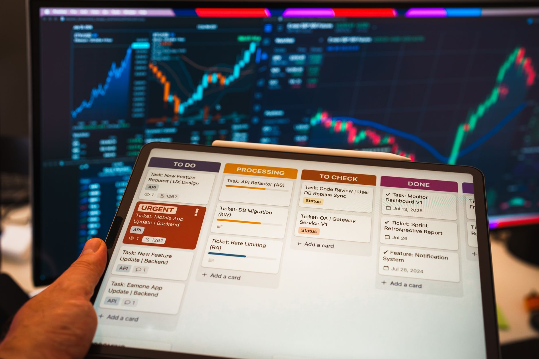 Technology dashboard on a tablet